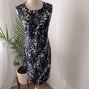 Black purple & teal fitted dress